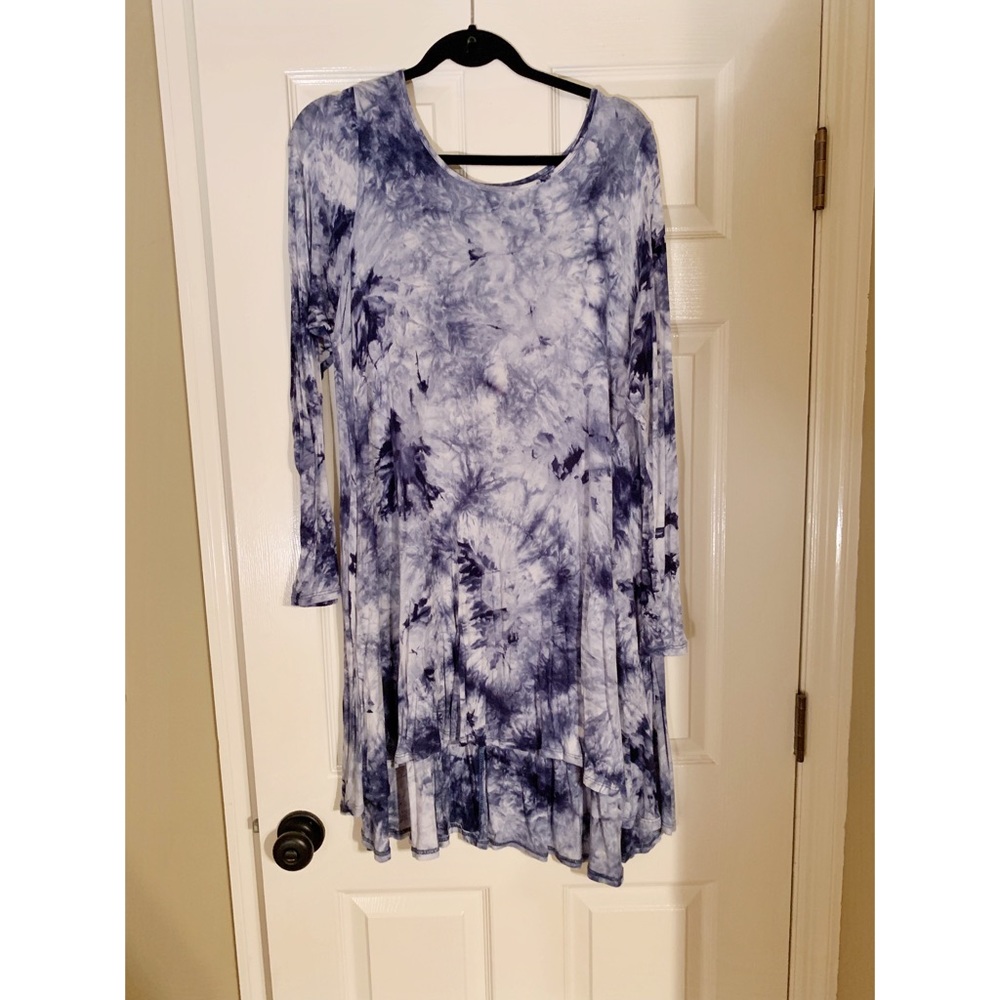 Blue/white tie-dyed tunic/dress plus size 3x